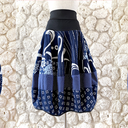 ボクネン柄の藍印花布を使用したバルーンスカートが、ついにオンラインでリリース！