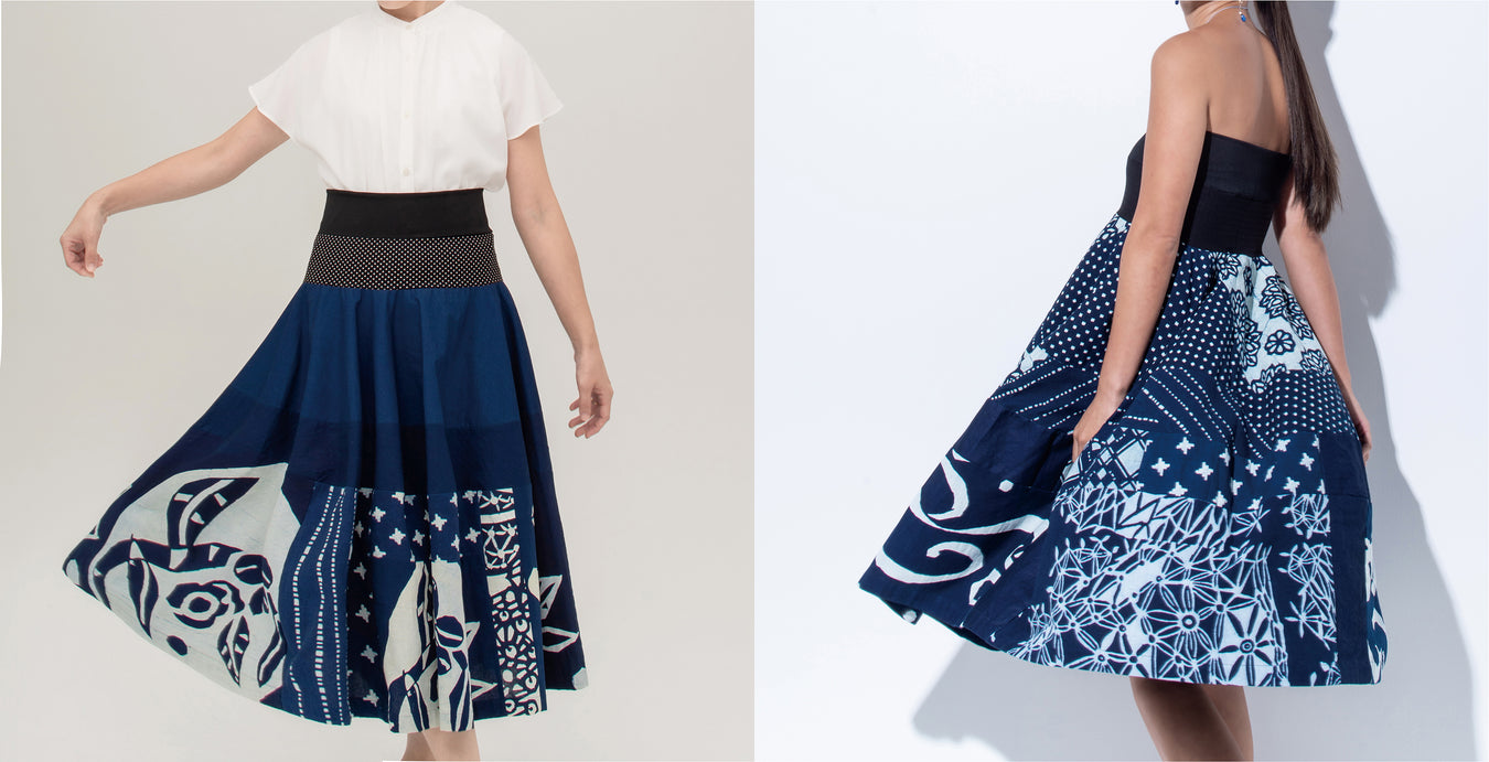 藍印花布のスカート
